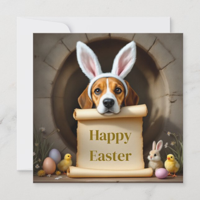 Cartes Pour Fêtes Annuelles Chien beagle et message (Devant)