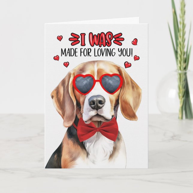 Cartes Pour Fêtes Annuelles Chien beagle fait pour vous aimer Valentine (Devant)