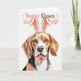 Cartes Pour Fêtes Annuelles Chien Beagle mignon à Bunny Oreilles Pâques