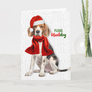 Cartes Pour Fêtes Annuelles Chien Beagle Mignon Drôle de Puces Navidog Noël