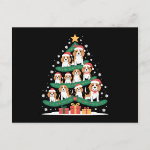 Cartes Pour Fêtes Annuelles Chien Beagle Noël Arbre Chapeau de Père Noël Xmas