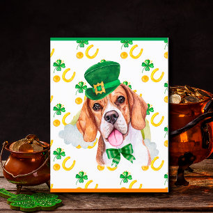 Cartes Pour Fêtes Annuelles Chien Beagle Shamrock Fête de la Saint-Patrick
