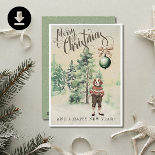 Cartes Pour Fêtes Annuelles Chien Beagle vintage Watercolor