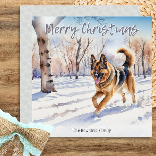 Cartes Pour Fêtes Annuelles Chien berger allemand Alsacien neige Noël