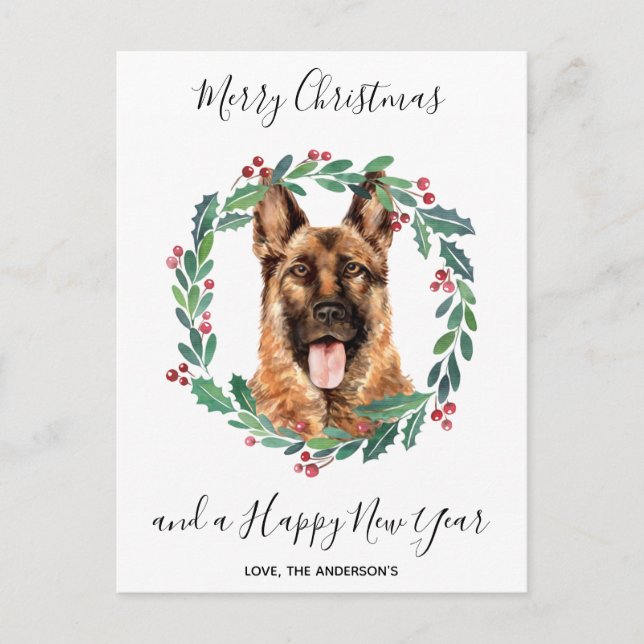 Cartes Pour Fêtes Annuelles Chien berger allemand élégant Joyeux Noël (Devant)