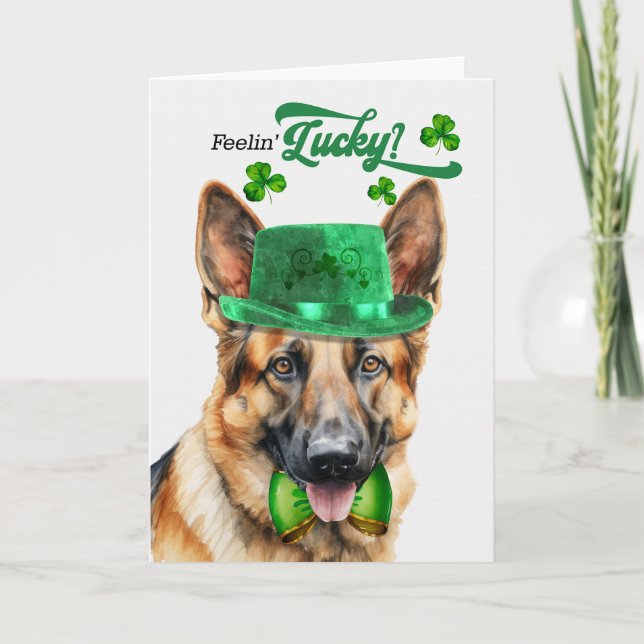 Cartes Pour Fêtes Annuelles Chien berger allemand Feelin' Lucky St Patrick's D (Devant)