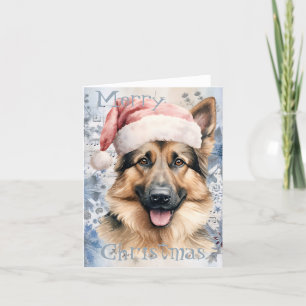 Cartes Pour Fêtes Annuelles Chien berger allemand hiver Noël Aquarelle