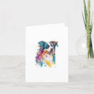 Cartes Pour Fêtes Annuelles Chien Berger Australien En Aquarelle Et Stylo