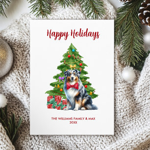 Cartes Pour Fêtes Annuelles Chien Berger Australien Famille Noël