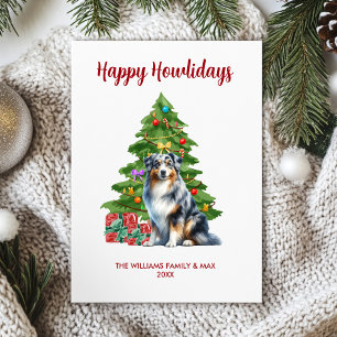 Cartes Pour Fêtes Annuelles Chien Berger Australien Famille Noël