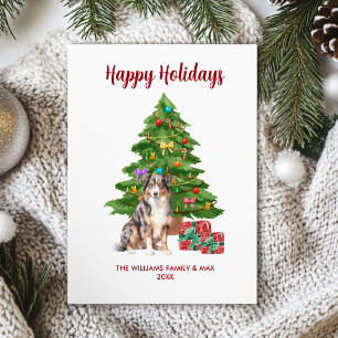 Cartes Pour Fêtes Annuelles Chien Berger Australien Famille Noël