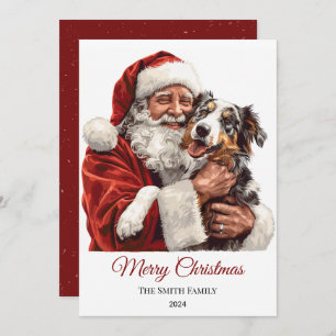 Cartes Pour Fêtes Annuelles Chien berger australien Noël au Père Noël