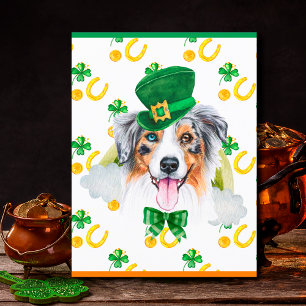 Cartes Pour Fêtes Annuelles Chien Berger Australien Shamrock St. Patrick Day