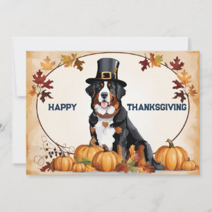 Cartes Pour Fêtes Annuelles Chien bernois avec Bon thanksgiving Casquette pèle