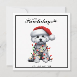 Cartes Pour Fêtes Annuelles Chien Bichon Frise Enveloppé Dans Une Guirlande De