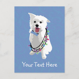 Cartes Pour Fêtes Annuelles Chien blanc - Paix Joie Amour - Vacances