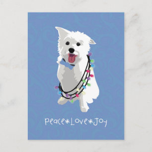 Cartes Pour Fêtes Annuelles Chien blanc - Paix Joie Amour - Vacances