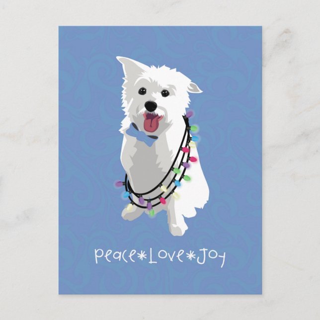Cartes Pour Fêtes Annuelles Chien blanc - Paix Joie Amour - Vacances (Devant)