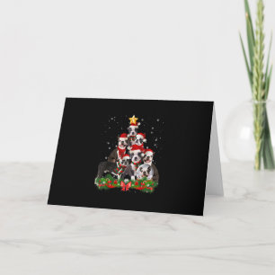 Cartes Pour Fêtes Annuelles Chien Boston Terrier drôle Cadeau Sapin de Noël