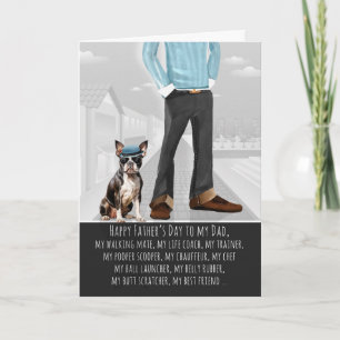 Cartes Pour Fêtes Annuelles Chien Boston Terrier et papa drôle Fête des Pères