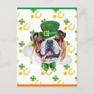 Cartes Pour Fêtes Annuelles Chien Bouledogue Anglais Trèfle St. Patrick
