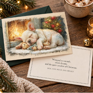 Cartes Pour Fêtes Annuelles Chien Bouledogue Français Puppy Dormant Noël
