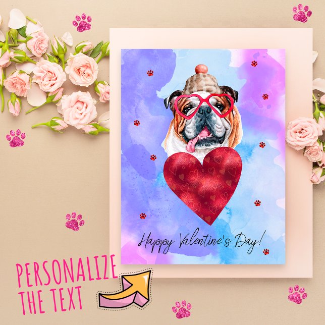 Cartes Pour Fêtes Annuelles Chien cadeau de la Saint Valentin en bleu anglais (Créateur téléchargé)