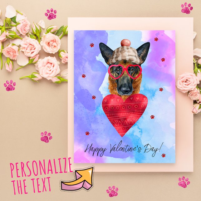 Cartes Pour Fêtes Annuelles Chien-cadeau de Saint Valentin, berger allemand vi (Créateur téléchargé)