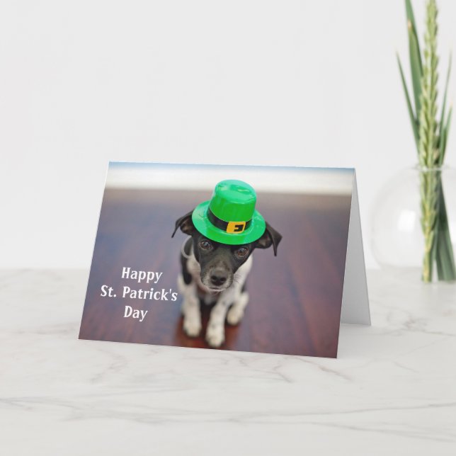 Cartes Pour Fêtes Annuelles Chien Casquette irlandais St. Patrick's Day (Devant)