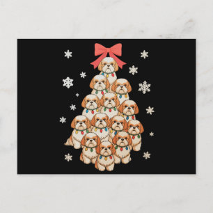 Cartes Pour Fêtes Annuelles Chien Cavachon Arbre de Noël Xmas Fêtes de Famille