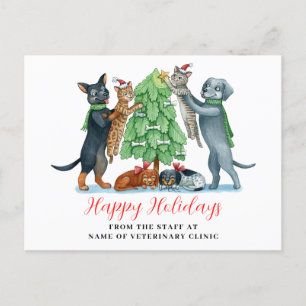 Cartes Pour Fêtes Annuelles Chien Chat Clinique vétérinaire Noël
