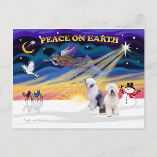 Cartes Pour Fêtes Annuelles Chien-chien anglais de Noël (Devant)