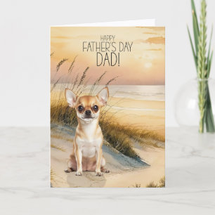 Cartes Pour Fêtes Annuelles Chien Chihuahua Coucher de soleil Plage Fête des P