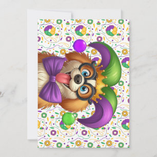 Cartes Pour Fêtes Annuelles Chien chiot mignon Mardi Gras en casquette jester
