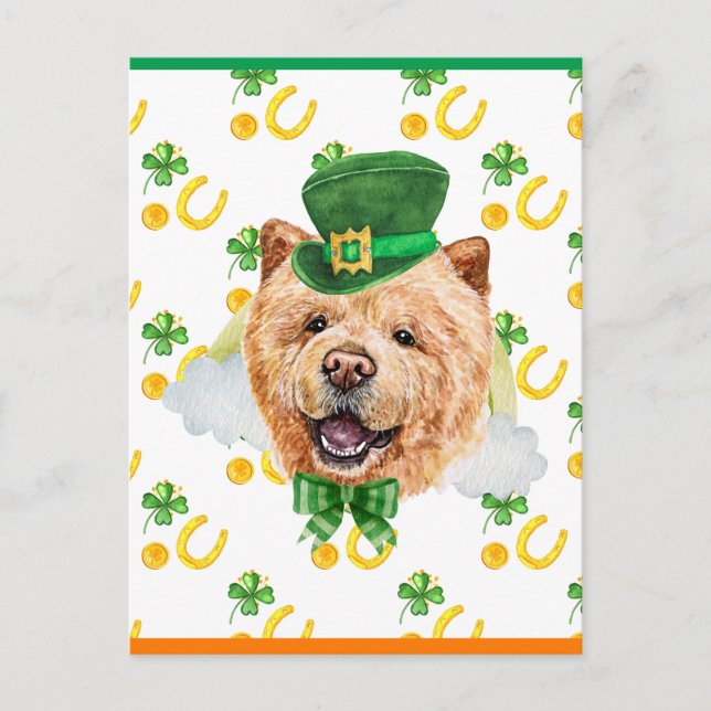 Cartes Pour Fêtes Annuelles Chien Chow Chow Trèfle St. Patrick (Devant)