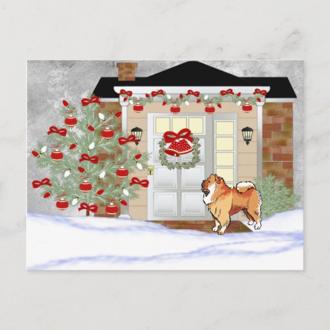 Cartes Pour Fêtes Annuelles Chien Chow de Noël (Devant)