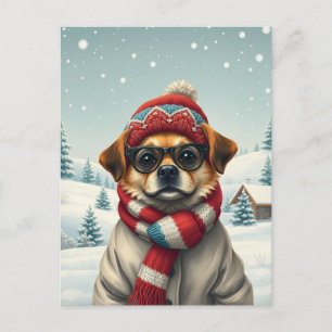 Cartes Pour Fêtes Annuelles Chien cool dans l'hiver de la préppie Attire et hi