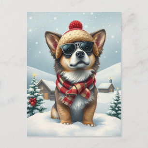 Cartes Pour Fêtes Annuelles Chien cool dans l'hiver de la préppie Attire et hi