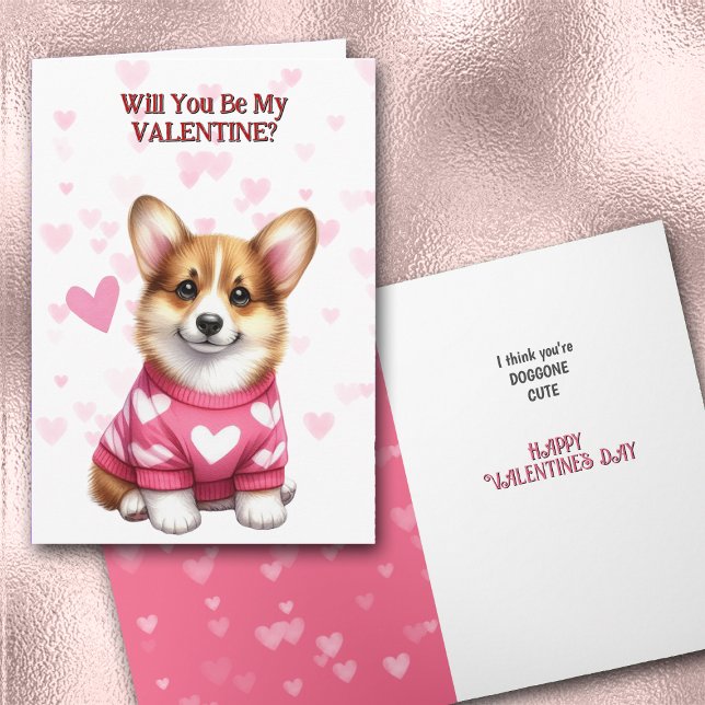 Cartes Pour Fêtes Annuelles Chien coquelicot Corgi en sueur Valentine (Créateur téléchargé)
