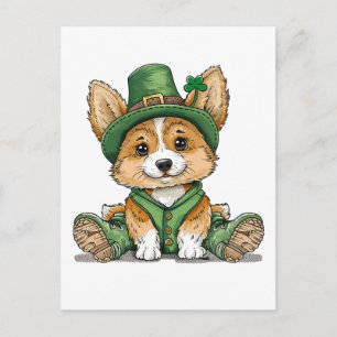 Cartes Pour Fêtes Annuelles Chien Corgi de la Saint-Patrick