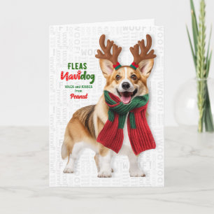 Cartes Pour Fêtes Annuelles Chien Corgi Gallois Drôle Puces Navidog avec Nom