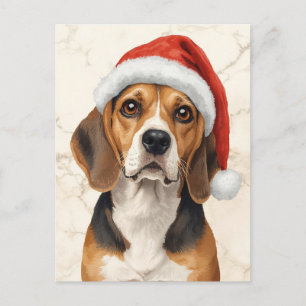 Cartes Pour Fêtes Annuelles Chien courant adorable avec un chapeau de Père Noë