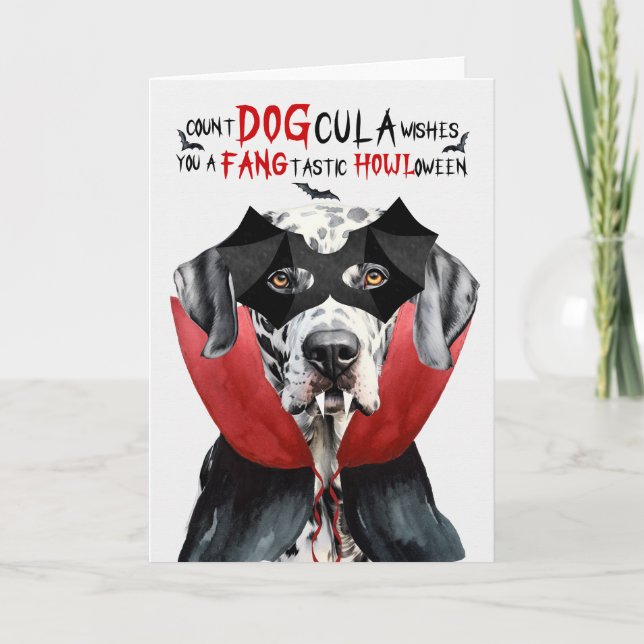 Cartes Pour Fêtes Annuelles Chien dalmate Drôle nombre DOGcula Halloween (Devant)