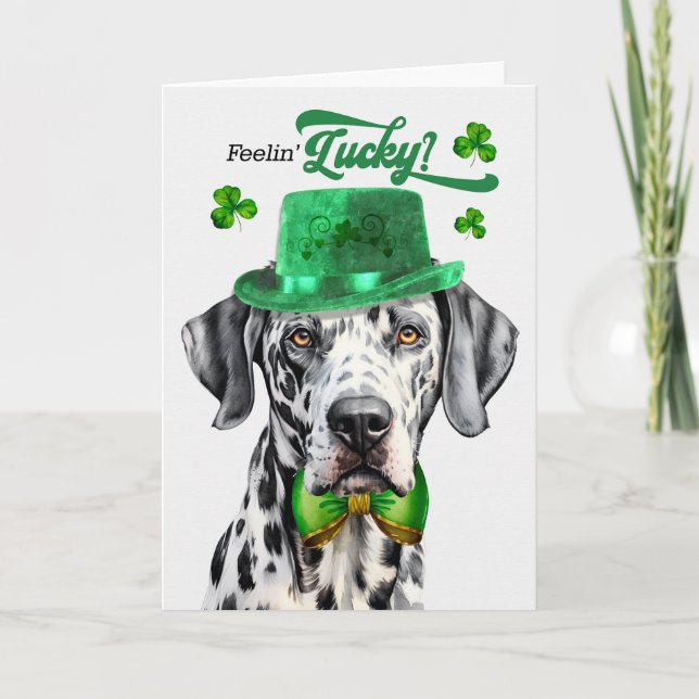Cartes Pour Fêtes Annuelles Chien dalmate Feelin' Lucky St Patrick's Day (Devant)