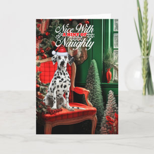 Cartes Pour Fêtes Annuelles Chien Dalmatien de Noël coquin ou gentil