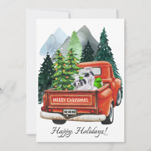 Cartes Pour Fêtes Annuelles Chien d'arrêt anglais de Noël & Camion vintage Aqu