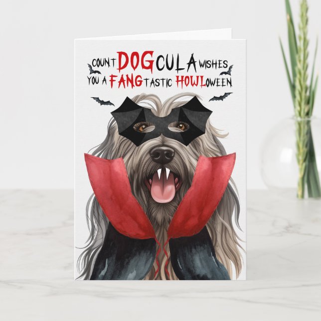 Cartes Pour Fêtes Annuelles Chien de Bergamasco Comte drôle DOGcula Halloween (Devant)