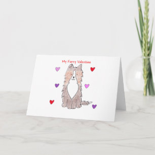Cartes Pour Fêtes Annuelles Chien de berger de Shetland Valentine velu