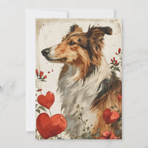 Cartes Pour Fêtes Annuelles Chien de berger des Shetland Saint-Valentin vintag