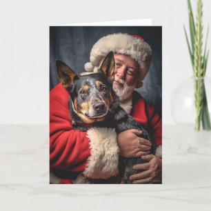 Cartes Pour Fêtes Annuelles Chien de bétail australien et Père Noël